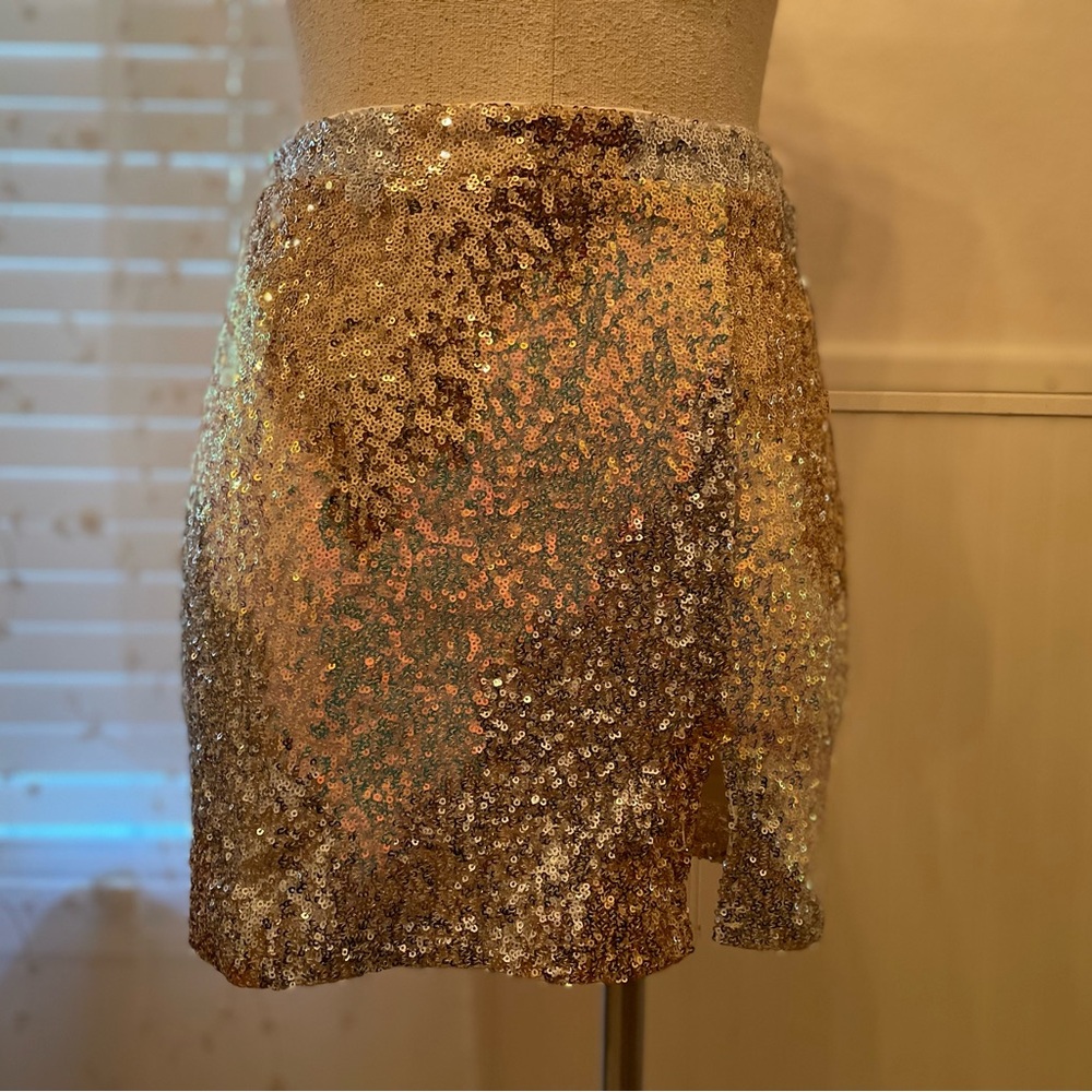 12 Tribe Ivory Multi Sequin Mini Skirt - Picture 4 of 13